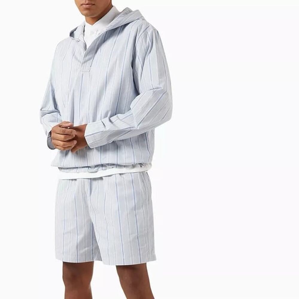 NWT KITH Jacquard Adler Striped Orbit Blue Hoodie & Shorts 2-Piece Set Mens L